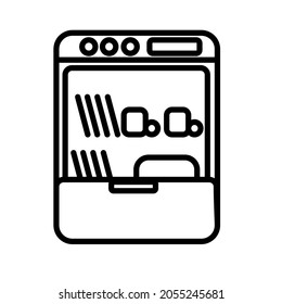 Dishwasher line icon vector illustration on a white background