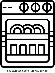 Línea de lavavajillas Vector Icon Design