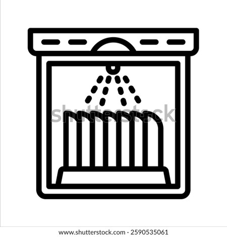 Dishwasher Line Vector Illustration On White Background.