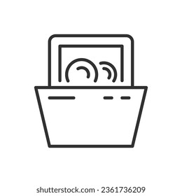 Lavavajillas, icono lineal. Línea con trazo editable