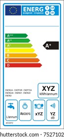 Dishwasher machine energy rating graph label in vector.