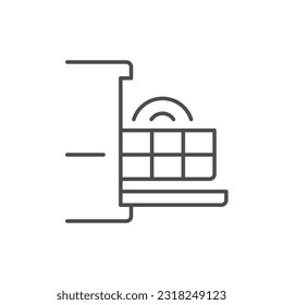 Icono de contorno de línea de la máquina del lavavajillas