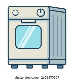 dishwasher machine technology kitchen appliance flat color vector illustration template design