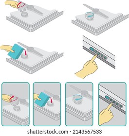 lavavajillas polvo sal icono ilustración vectorial