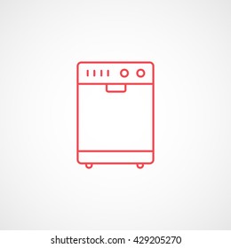 Dishwasher Red Icon On White Background