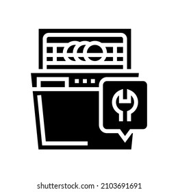 dishwasher repair glyph icon vector. dishwasher repair sign. isolated contour symbol black illustration