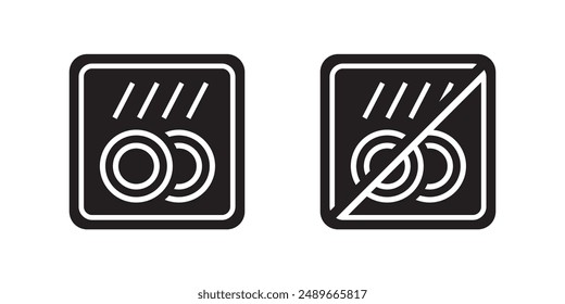 Dishwasher safe and not safe icons, for indicating maintenance instructions on appliances, user manuals, and product labels.