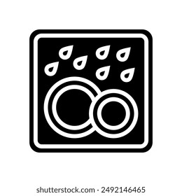 dishwasher safe product label warning glyph icon vector. dishwasher safe product label warning sign. isolated symbol illustration