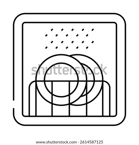 dishwasher safe product label warning line icon vector. dishwasher safe product label warning sign. isolated contour symbol black illustration