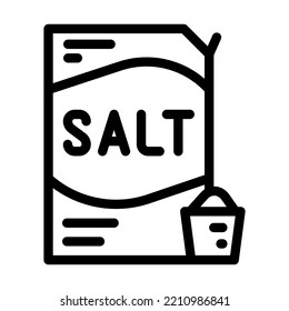 vector de icono de la línea salina del lavavajillas. signo de sal del lavavajillas. símbolo de contorno aislado ilustración negra
