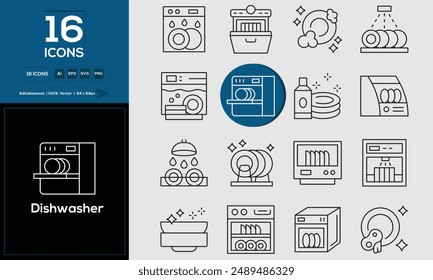 Dishwasher Set of high-quality icons that are suitable for Sadness. And change your next projects with minimalist icon design, perfect for websites, mobile apps, books, social media