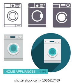 Dishwasher. Set of icons in different styles.