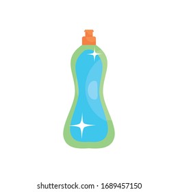 dishwasher soap bottle icon over white background, flat style, vector illustration