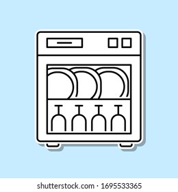 Dishwasher sticker icon. Simple thin line, outline vector of kitchen icons for ui and ux, website or mobile application