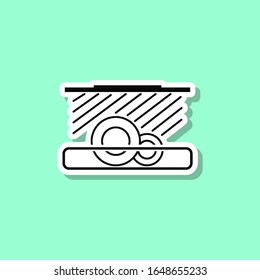 Icono de estilo adhesivo del lavavajillas. Línea delgada, contorno, glifo, vectores planos de lavado para ui y ux, sitio web o aplicación móvil