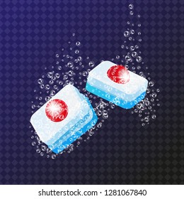 Dishwasher tablets isolated on transparent background . Detergent vector illustration.