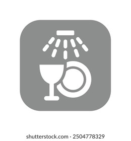 Dishwasher vector icon. Dishwashing dishes, cleaning vector icon.