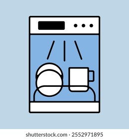 Dishwasher vector icon. Electric kitchen appliance. Graph symbol for cooking web site design, logo, app, UI