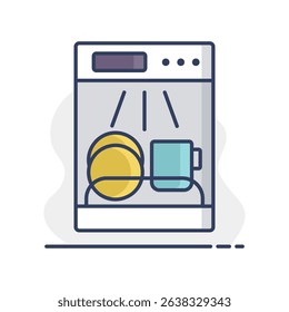 Dishwasher vector icon. Electric kitchen appliance. Graph symbol for cooking web site design, logo, app, UI