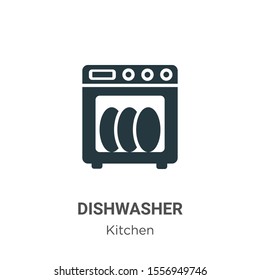 Dishwasher vector icon on white background. Flat vector dishwasher icon symbol sign from modern kitchen collection for mobile concept and web apps design.