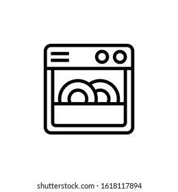 Dishwasher vector icon, dishwasher symbol sign, modern kitchen in outline, lineart style isolated on white background