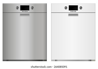 Dishwasher. Vector Illustration isolated on white background.