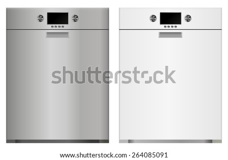 Dishwasher. Vector Illustration isolated on white background.