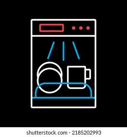 Dishwasher vector isolated on the black icon. Electric kitchen appliance. Graph symbol for cooking web site design, logo, app, UI