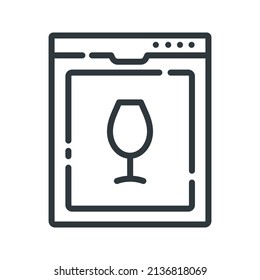Geschirrspüler, Vektorsymbol einzeln auf weißem, transparentem Hintergrund. Symbol des Küchengeräts.