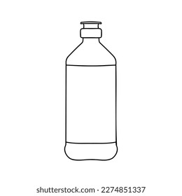 Dishwashing detergent bottle template. Copy space. Linear, vector, realistic, outline illustration.