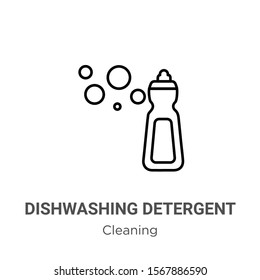 Dishwashing detergent outline vector icon. Thin line black dishwashing detergent icon, flat vector simple element illustration from editable cleaning concept isolated on white background