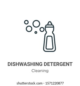 Dishwashing detergent outline vector icon. Thin line black dishwashing detergent icon, flat vector simple element illustration from editable cleaning concept isolated on white background