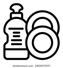 Dishwashing gel icon outline vector. Cleansing substance agent. Dishwasher kitchen plates