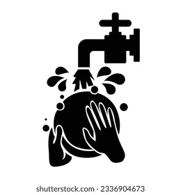 dishwashing icon on the faucet