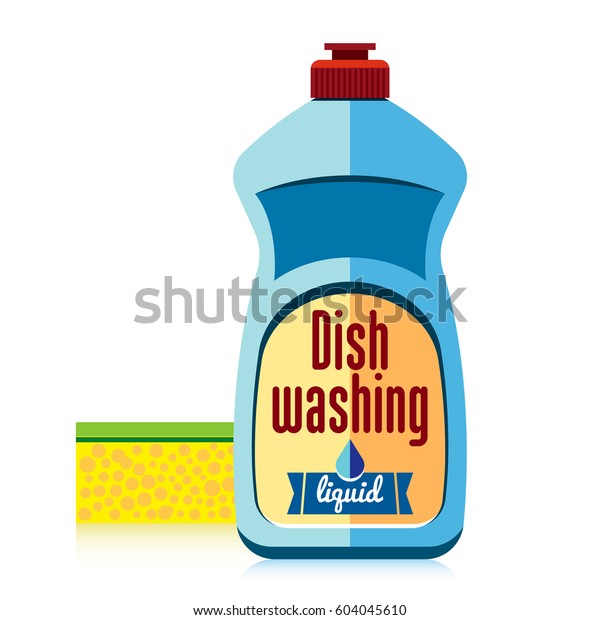 Dishwashing Liquid Bottle Sponge Flat Vector Stock Vector (Royalty Free ...