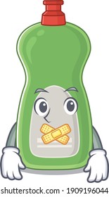 Dishwashing liquid cartoon character style having strange silent face. Vector illustration