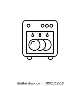 dishwashing machine icon. Element of simple web icon with name for mobile concept and web apps. Thin line dishwashing machine icon can be used for web and mobile on white background