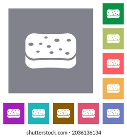 Dishwashing sponge flat icons on simple color square backgrounds