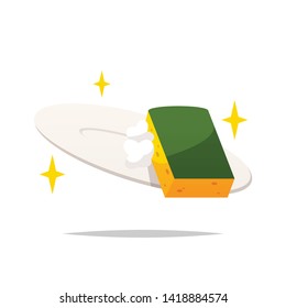Dishwashing with sponge vector isolated illustration