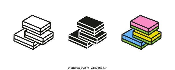 Dishwashing sponges icon. Kitchen scrubber vector illustration. Absorbent cleaning symbol. Hygiene detergent sign. Surface sanitation concept.