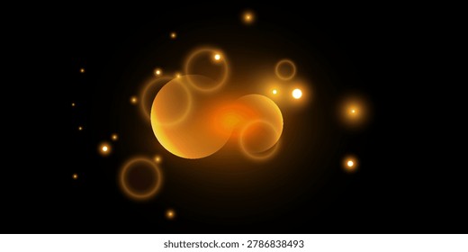 Disign of abstract glitter lights. gold and black. de focused.  vector