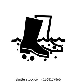 Disinfect Boots Black Icon, Vector Illustration, Isolate On White Background Label. EPS10