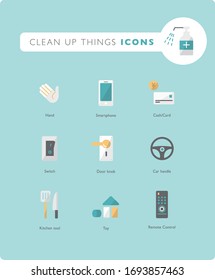 disinfect clean up things Icon set