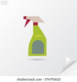 Disinfect spray bottle in flat style. Vector illustration