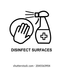 Disinfect Surface Icon Vector Black And White 