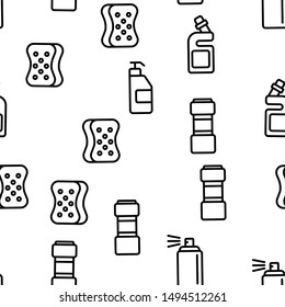 Disinfectant, Antibacterial Substance. Vector Seamless. Pattern Contour Illustration.