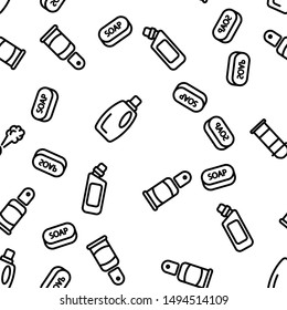 Disinfectant, Antibacterial Substance Vector Seamless Pattern Contour Illustration