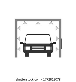 Disinfectant booth car icon flat. car wash icon