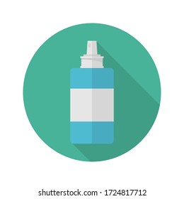 Disinfectant bottle flat icon with long shadow. Colorful illustration of disinfectant. Vector.