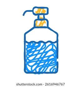 disinfectant bottle with pump doodle icon sketch vector. disinfectant bottle with pump sign. isolated symbol illustration
